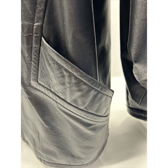 STAVROS New York Womens Black Leather Jacket with Mink Trim Size 4 Mid Length - Picture 4 of 11